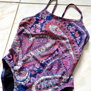JOLYN Swimsuit RHYS Paisley HEART Pink/Blue Bathing Suit RARE RETIRED Mandala 30